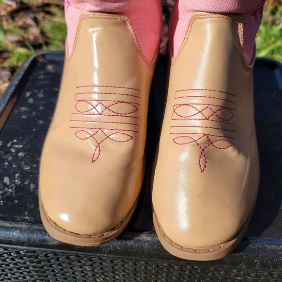 Bebe Girls Pink Embroidered Side Zip Cowgirl Boots Girls Size 7 - Picture 3 of 14